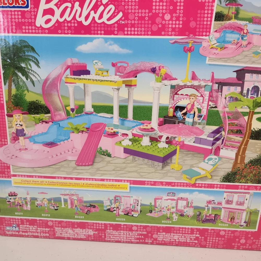 MEGA BLOKS Build N Style BARBIE POOL PARTY #80228 Multi-Level POOL & COMPLETE - Picture 10 of 11